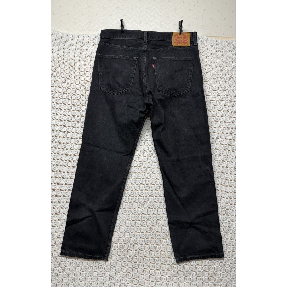 Levis 505 Mens Jeans 36x30 Black Denim Regular Fit Straight Leg 100%cotton..